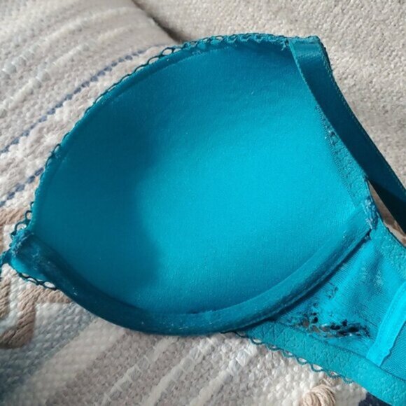 La Senza Lightly Lined Vibrant Blue/Teal Plunge "Obsession" Bra- 32B - Picture 15 of 16